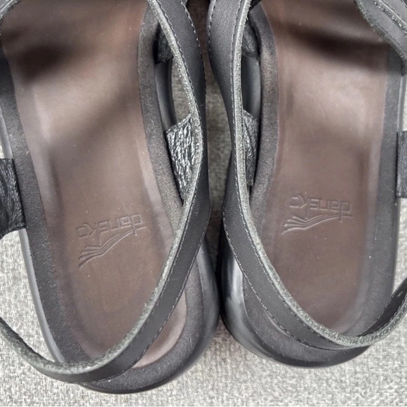 Dansko Lolita Sandal Leather Womens 11 Black Slingback Strappy Rocker Block Heel - Picture 11 of 11